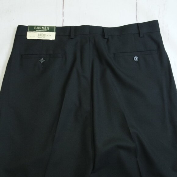 LAUREN RALPH LAUREN NWT Black Pleated Front Polished Cuff Machine Washab… - Picture 9 of 14